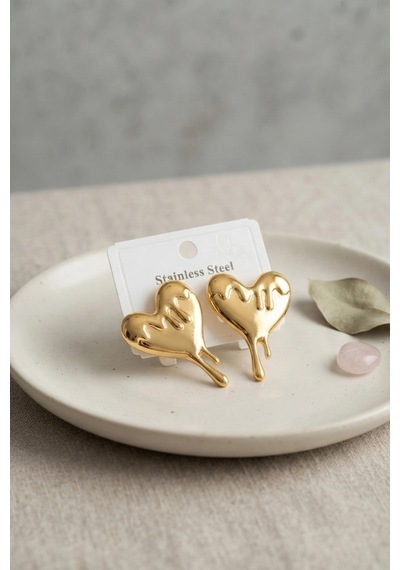 Mey İthalat 316l Çelik Gold Renk Melting Heart Model Küpe Diğer