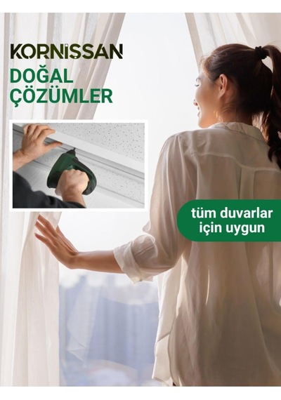 4 Metre 1. Sınıf Polyester Kalın Perdeler Için Tutucu Ray Korniş Genel