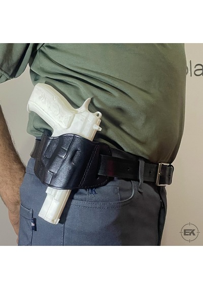 Erolav Kilitsiz Kelebek Universal 9mm Uyumlu Dış Taşıma Deri Kılıf Siyah