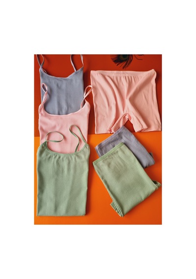 Demirsa Boutique Pamuklu Fitilli Likralı Pembe, Mavi, Yeşil Ribana Kadın İp Askılı 3'lü Atlet Ve Külot-şort Takım Pembe-yeşil-mavi1 Demirsa Boutique Pamuklu Fitilli Likralı Pembe, Mavi, Yeşil Ribana Kadın İp Askılı 3'lü Atlet Ve Külot-şort Takım Pembe-yeşil-mavi1