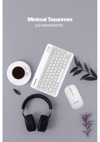 Beyaz Kablosuz Klavye Ve Mouse Seti