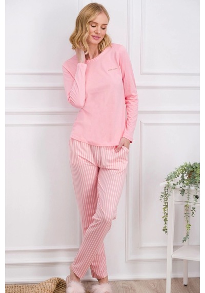 Pierre Cardin 8766-s Kadın Uzun Kol Pijama Takımı - Pembe - L Pembe