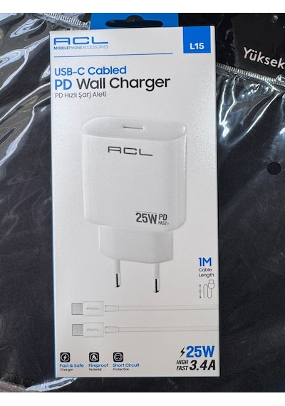 Acl L15 25w Pd Hızlı Şarj Aleti + 1 Metre Usb-c Kablo Seti - Lisinya Beyaz
