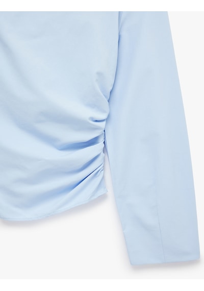 Koton Pamuklu Uzun Kollu Drape Detaylı Poplin Açık Omuz Asimetrik Bluz Açık İndigo 6sak60402uw Koton Pamuklu Uzun Kollu Drape Detaylı Poplin Açık Omuz Asimetrik Bluz Açık İndigo 6sak60402uw