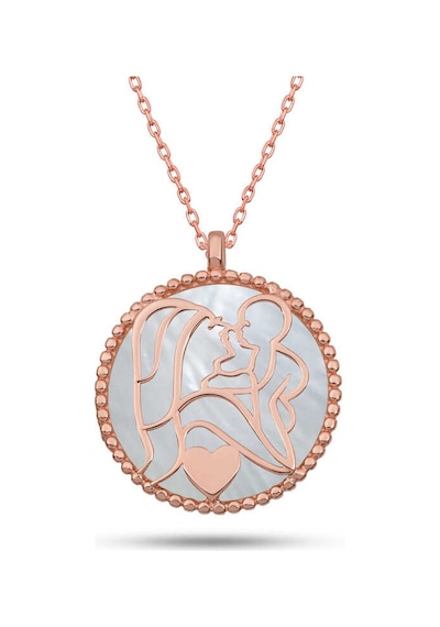 Gümüş Fosforlu Rose Anne Çocuk Sevgisi Kadın Kolye Rose Gold