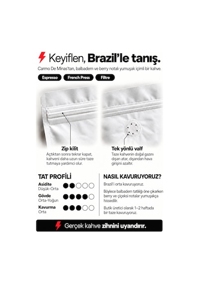 Brazil Yellow Bourbon Filtre Ve Espresso Kahve 200 Gr %100 Arabica Doğal - Espresso Makinesi İçin Öğütülmüş