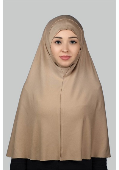 Altobeh Hazır Türban Peçeli Pratik Eşarp Tesettür Nikaplı Hijab - Namaz Örtüsü Sufle 3xl - Koyu Bej Koyu Bej