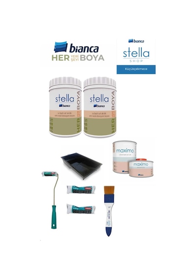 Stella Banyo Boyama Seti 2 Lt Stella, 0.5 Kg Maximo İpek Mat Ve Yan Malzemeler Diğer