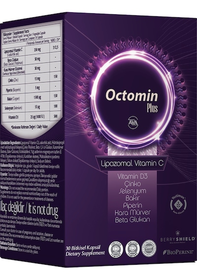Octomin Plus Lipozomal Vitamin C Beta Glukan Kara Mürver Vitamin 30 Kapsül