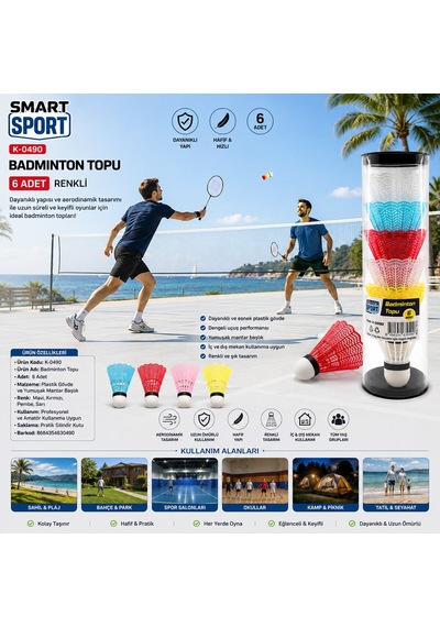 6pcs Renkli Badminton Topu