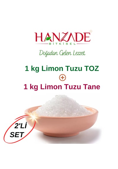 Hanzade Bitkisel Limon Tuzu Tane 1 KG + Limon Tuzu Toz 1 KG