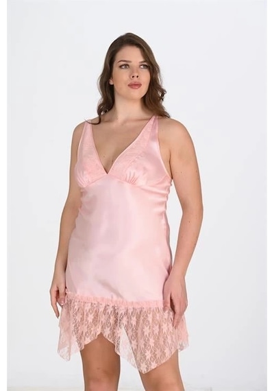 Aria's Closet Arias Closet Büyük Beden Somon Gecelik 2112 SOMON