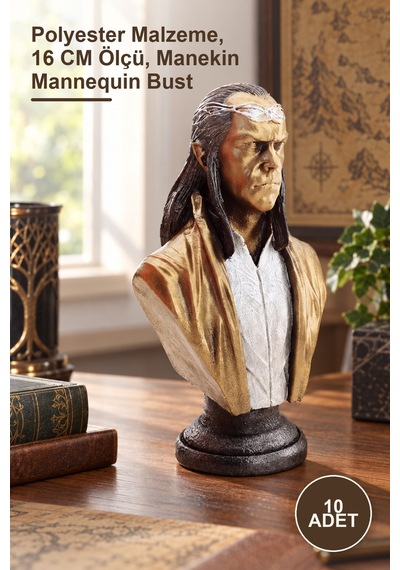 10 Adet Polyester Elrond Büst Büyük Polyester Malzeme, 16 Cm Ölçü, Manekin Mannequin Bust