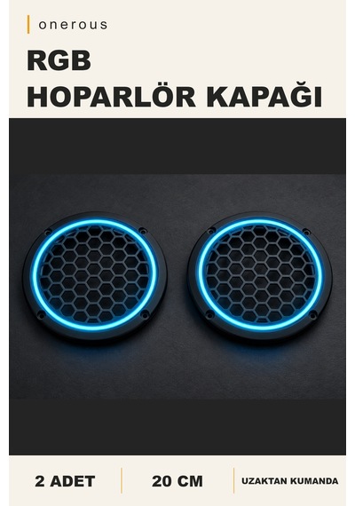 Onerous 2 Adet 20 Cm Rgb Led Hoparlör Kapağı, Uzaktan Kumandalı Çok Renkli