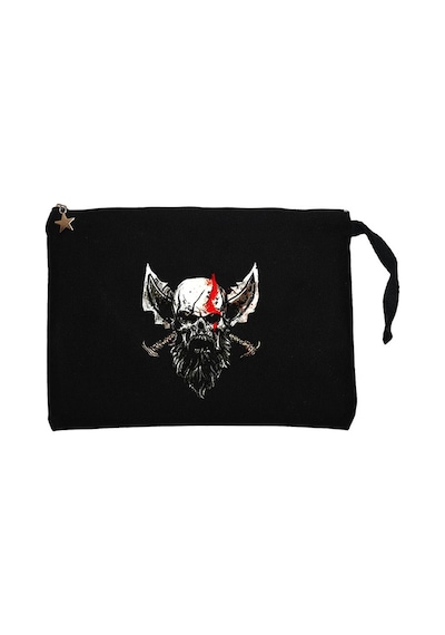 God Of War Skull Kratos Siyah Clutch Astarlı Cüzdan / El Çantası Siyah