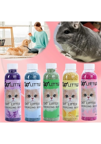Kedi Kumu Koku Giderici Granül Parfüm - Uzun Süreli Ferahlık Sunan Kedi Kumu Kokusu Giderici, Etkili Koku Nötrleştirici 250 Ml Gül