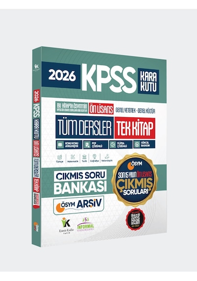 2026 Fullönlisans Kpss ÖSYM Tüm Dersler Tek Kitap Soru Bankası Son 15yıl Çözümlü(sadece Ön Lisans)