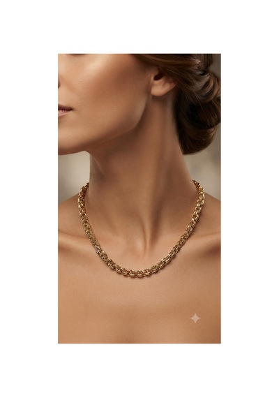 Xuping Rose Gold Renginde Birbirine Geçmeli Zincir Model Kadın Kolye Altın