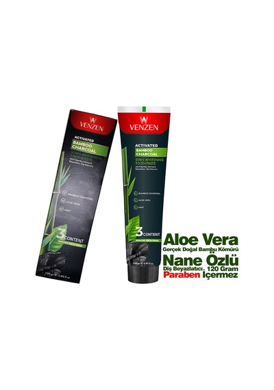 Venzen Bambu Kömürü Beyazlatıcı Diş Macunu 120 G