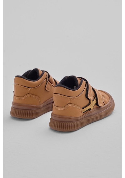 Tonny Black Esnek Termo Taban Çift Cırtlı Şerit Desenli Çocuk Unisex Camel Spor Kısa Bot Tbrzn015 Camel