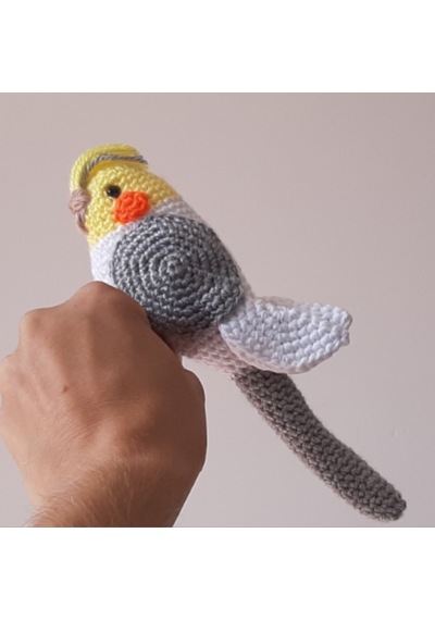 Amigurumi Oyuncak Kuş Gri Beyaz Sultan Papağan