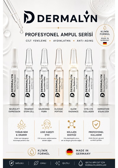 Dermalyn 5 Adet Peptid Etkili Dolgunlaştırıcı Kırışıklık Mimik Karşıtı Ampul Serum Dermaroller Dermapen