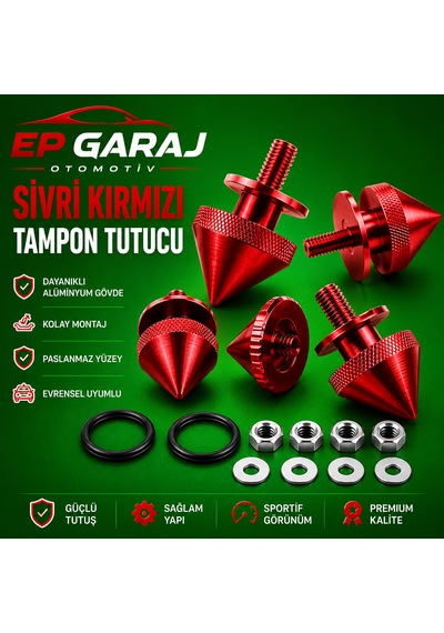 Üniversal Bütün Araçlara Uyumlu Sivri Kırmızı Tampon Tutucu Sportif Ve Güçlü Görünüm