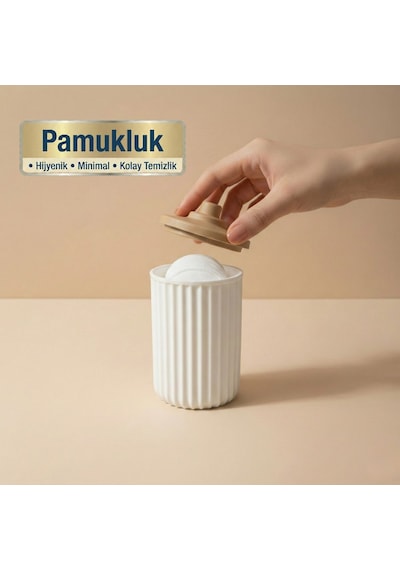5 Parça Banyo Seti Sıvı Sabunluk Diş Fırçalık Katı Sabunluk Pamukluk Organizer Beyaz