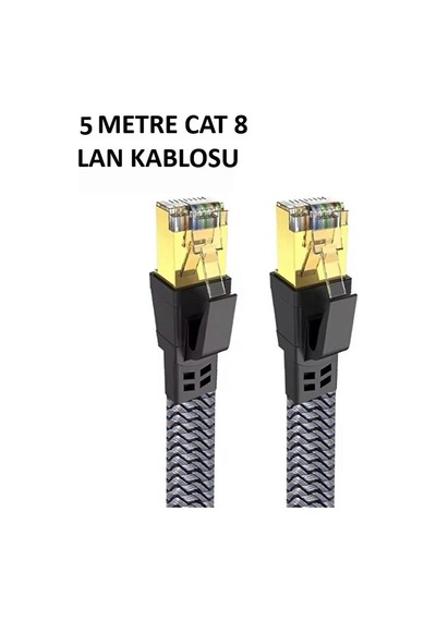 Cat 8 Lan Kablosu Ethernet Kablosu Örgü Kaplama, Yüksek Hızlı 5 Metre