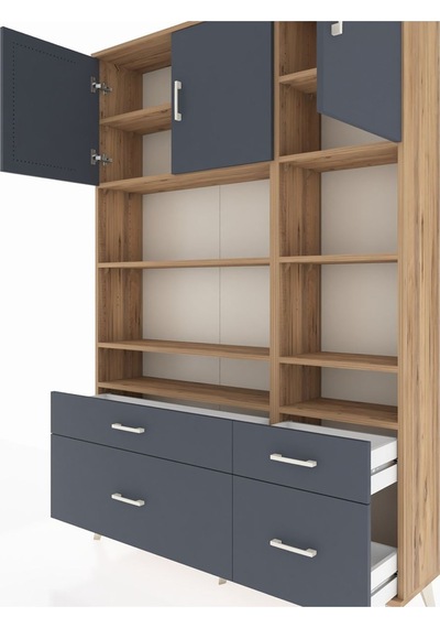 Arges Dolap 10 Raflı 4 Çekmeceli 3 Kapaklı 132x30x195 Çam-antrasit/antrasit Antrasıt/antrasıt Arges Dolap 10 Raflı 4 Çekmeceli 3 Kapaklı 132x30x195 Çam-antrasit/antrasit Antrasıt/antrasıt