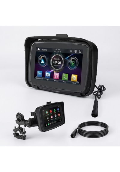 Su Geçirmez 5 İnç Güneşlikli Ips Dokunmatik Ekranlı Taşınabilir Kablosuz Carplay Android Auto Gps Motosiklet