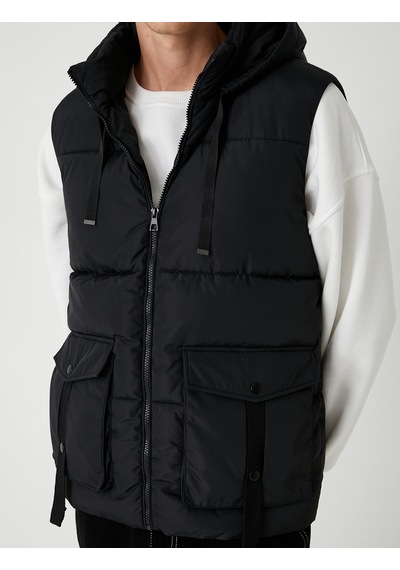 Koton Şişme Yelek Slim Fit Fermuarlı Siyah 5wam20042hw Siyah