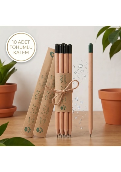 Doğada Çimlenen Yeşeren Kalem 10'lu Set - Çevre Dostu Tohumlu Kurşun Kalem - 9070967706995 Kahverengi
