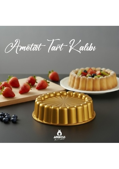 Amboss Ametist 26 cm Döküm Tart Kalıbı Gold