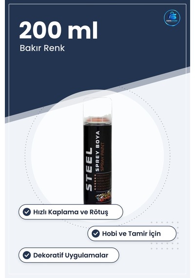 Sprey Boya Bakır 200 Ml Dekoratif Yüzey Boyası Hızlı Kuruyan Hobi