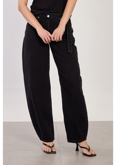 Barrels And Oıl Kadın J91 Kuşaklı Baggy Jean Pantolon - Siyah Siyah