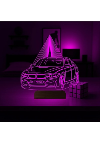 Luvivia Araba Otomobil Bmw Kişiye Özel 3d Lamba - Masa Gece Lambası Şeffaf