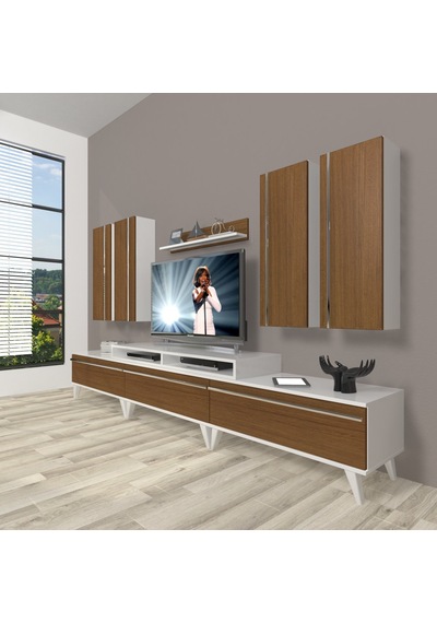 Decoraktiv Ekoflex 8d Mdf Retro Tv Ünitesi Tv Sehpası Beyaz - Ceviz