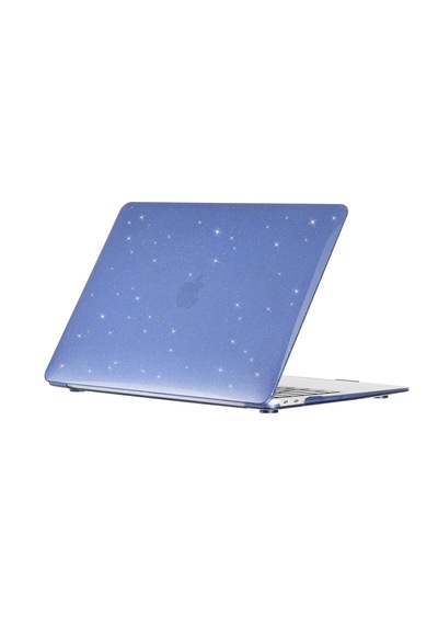 Apple MacBook Uyumlu Pro 14.2 Inç 2025 A3434 M5 Işlemçi Parlak Simli Hardcase Kapak Simli Mavi