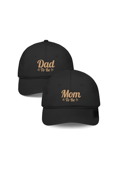 Caxis Dad & Mom 2'li Şapka Beyzbol Kep Set Cırtlı Universal Sapka Siyah