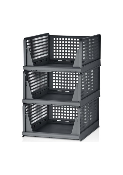 3 Lü Kayar Raf Organizer Gri Dolap Içi Kıyafet Aksesuar Düzenleyici 45x35 Cm Mıt1263 Genel