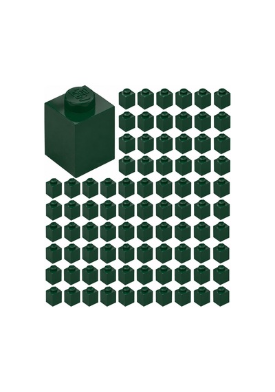 Yedek Parçalar: Duvar Parçası: 100 Adet 1x1 Koyu Yeşil 3005 - Parts: Brick: 100 Piece 1x1 Dark Green 3005