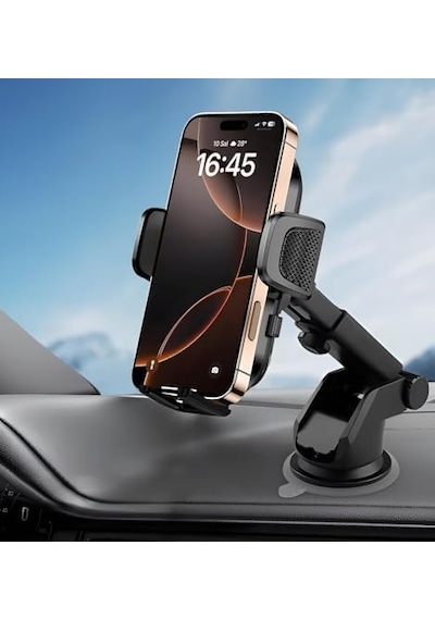 Otomatik Klipsli Araba Telefon Tutucu Cam Ve Torpido İçin Yüksek Kalite Yapışkan, Ayarlanabilir Yükseklik Ve Yakınlık Ergonomik Tasarım