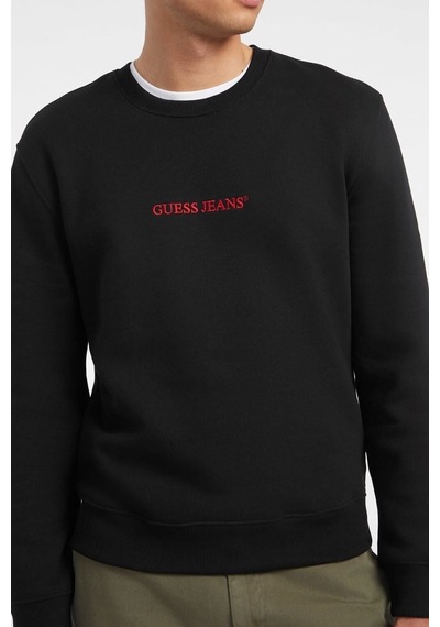 Guess Erkek Gj Cn Önde Logo Sweatshirt - Siyah Siyah