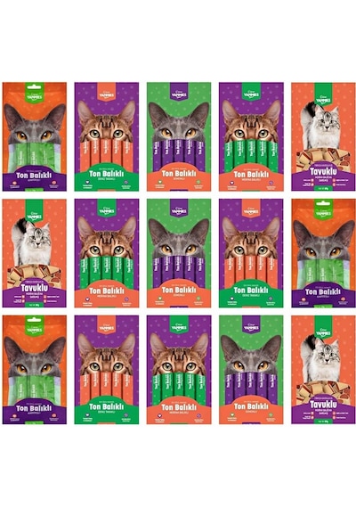 Kiwi Yammies Karışık Sıvı Kedi Ödül Maması 15 Paket