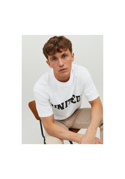 Jack & Jones Jorbrınk Studio Erkek Bisiklet Yaka Turuncu T-shirt 12227718 Beyaz