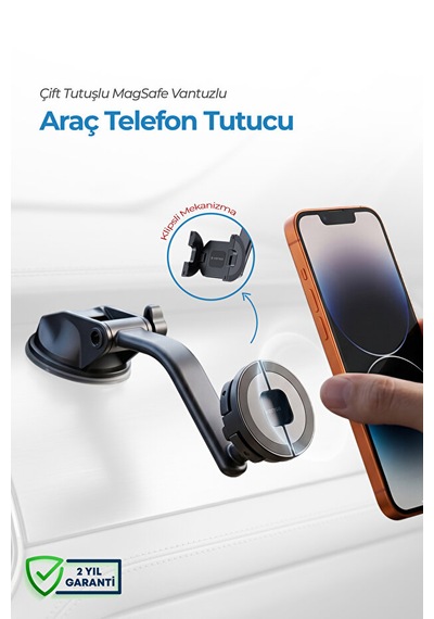 Çift Tutuşlu Magsafe Ayarlanabilir Araç İçi Telefon Tutucu 1