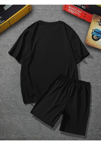 Unisex Oversize Change Baskılı Siyah Bisiklet Yaka T-shirt Şort Siyah