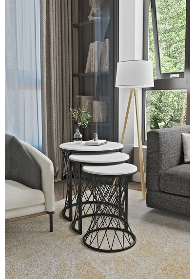 Emga Home Zenith Zigon Sehpa - Beyaz Beyaz