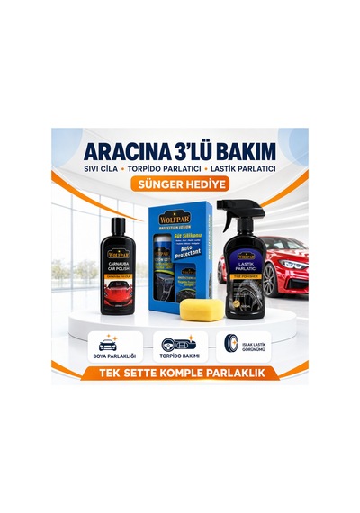 3lü Set Sıvı Cila,torpdio Parlatıcı Ve Lastik Parlatıcı